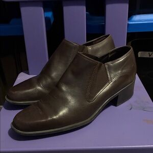 Women's Brown Leather Low Heel Loafers